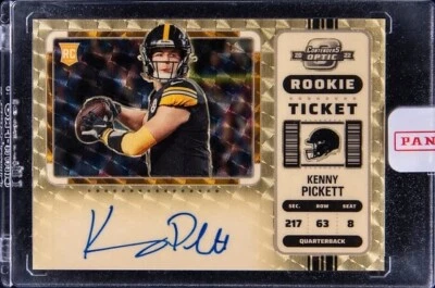 2022 Panini Contenders Optic Kenny Pickett Rookie Gold Vinyl Ticket Auto 1/1 RC - Image 1 of 2