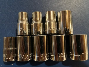 9 Pieces Craftsman Sockets, 1/2" DR. Shallow / 6 PT Standard - Picture 1 of 2