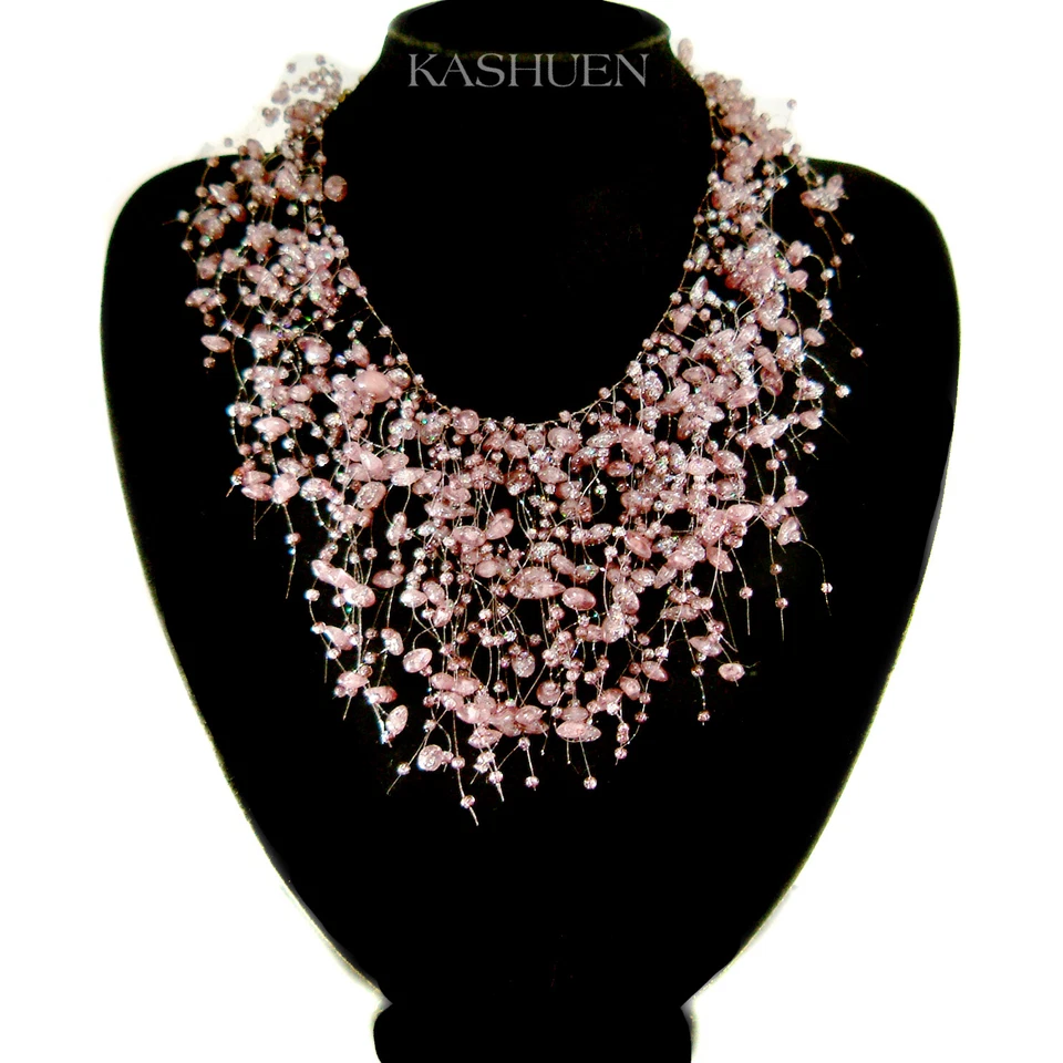 ВОДОПАД фиолетовый искусственный аметист свадебный выпускного вечера коренастый заявление ожерелье новый - Изображение 1 из 1