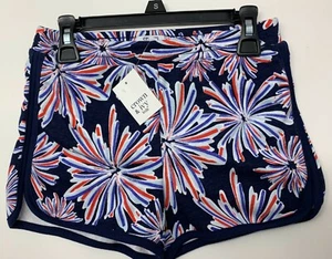 NWT!!! Crown & Ivy Girls Shorts SZ S 6/7 Blue Red Firework Burst Elastic Waist - Picture 1 of 3