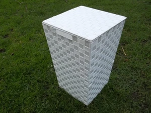 Cesta de ropa, barril de malla de nylon con marco de metal, blanco - Imagen 1 de 4