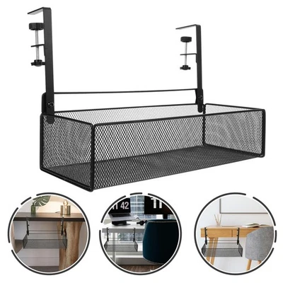  Clamp on Side Desk Organizer under Storage Drawers File Clamp-on Shelf - Image 1 of 4
