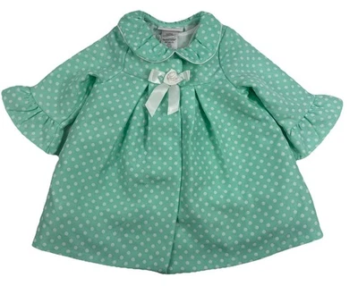 Bonnie Baby Girl 18 Months Matching Coat & Dress Mint Green/White Polka Dots - Image 1 of 4