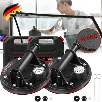 2x 8 300KG Saugheber Vakuumheber Saugnapf Hebefenster Glassauger mit Koffer - Bild 1 von 4