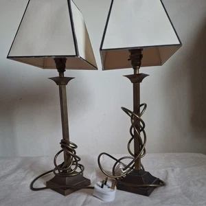 Laura Ashley Table Lamps Slim Column Antique Brass Metal - Picture 1 of 4
