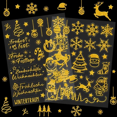 200+ Weihnachtssticker Glitzer Gold Aufkleber Weihnachten Kinder - Bild 1 von 4