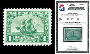 Scott 548 1920 1c Pilgrim Tercentenary Issue Graded XF 95J LH with PSE CERT - Bild 1 von 2