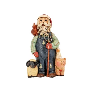 Figura de resina Jim Shore Santa Farmer 1990 con cerdo y oveja 5,5" - Imagen 1 de 10