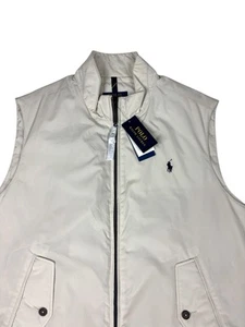 Polo Ralph Lauren Mens XL Vest Cream Full Zip Black Pony New With Tags - Picture 1 of 14