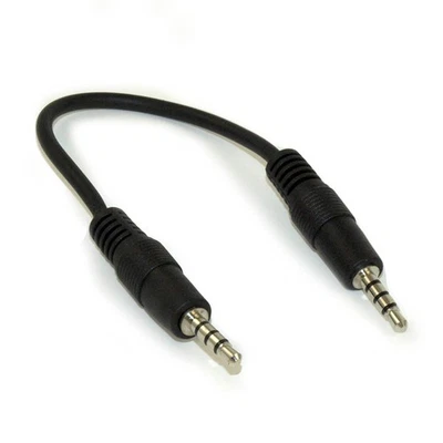6inch 3.5mm 4 Conductor TRRS / 3 Band + Mic or Video Male to Male Cable - Image 1 of 2