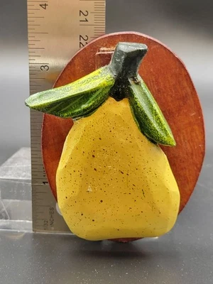 Vintage Hand Painted Pear Wooden Wall Message Clip Magnet set of 2 - Image 1 of 3