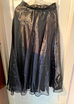 J S Collection Black  Shiny Long Maxi  Skirt Size 10 4 Layers Dressy Formal - Image 1 of 4