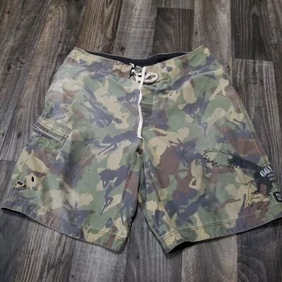 Billabong Hombres Board Shorts Talla 36 Surfer Camuflaje Verde Surf Natación Bolsillo Carga Foto 1 de 4