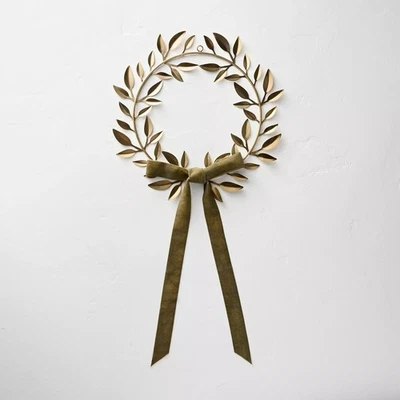 18" BRASS WREATH w BOW Hearth & Hand MAGNOLIA Target FALL WINTER DECOR Christmas - Image 1 of 4