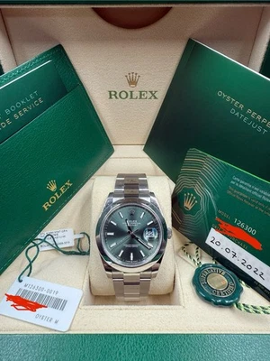 Rolex Datejust 41 mm 126300 esfera verde como nueva 2022 tarjeta Oyster pulsera conjunto completo Foto 1 de 4