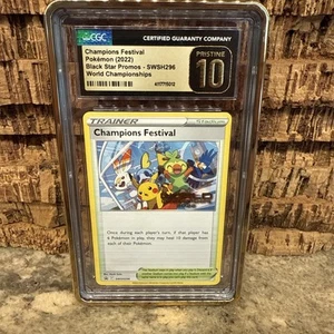 Pokemon Champions Festival 2022 English World Championships Promo SWSH296 CGC 10 - Picture 1 of 2