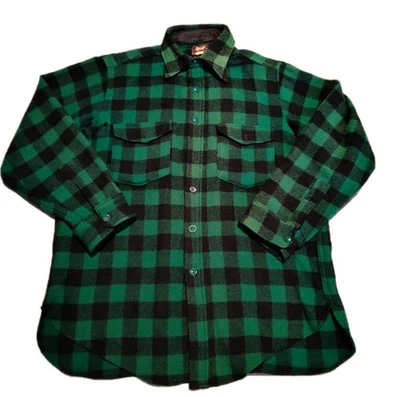 Vtg 1950's Woolrich Wool Flannel Plaid Button Up Mens Shirt Heavyweight Sz 16 - Image 1 of 4