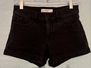 Abercrombie And Fitch Black Stretch Jean Shorts Size 2 26 - Picture 1 of 3