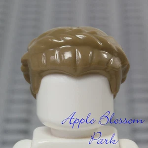 NEW Lego Female Dark TAN MINIFIG HAIR - Short Bride Braid Bun Grandma Head Gear - Picture 1 of 7
