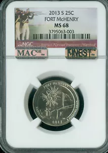 2013 S FORT McHENRY QUARTER NGC MS68 PQ MAC FINEST GRADE SPOTLESS . - Picture 1 of 2
