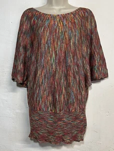 Maglione Fever grande manica corta maglia multicolore tunica - Foto 1 di 7