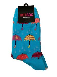 Hot Sox Women Umbrella Crew Socks Blue Shoe Size 4-10 7828