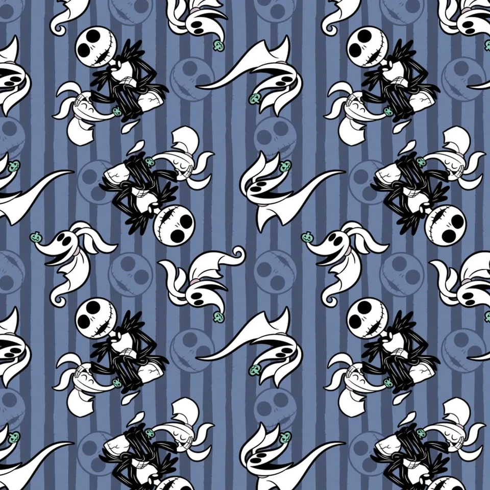 Nightmare before Christmas Jack and Zero Black  Blue by Camelot Fabrics~BTY - Image 1 of 1
