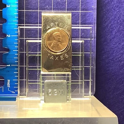 1979 Lincoln Cent Money Clip After Taxes Gold Tone Vintage Rare - Image 1 of 4