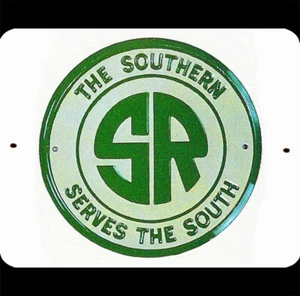 Letrero de metal de ferrocarril vintage 10x8 clásico SR Southern Railroad sirve verde sur - Imagen 1 de 2