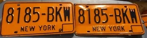 1973-86 New York State License Plate Pair 8185-BKW - Picture 1 of 8