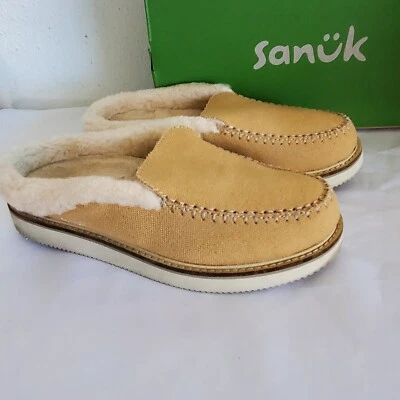 Sanuk Cozy Vibe Hemp Slipper SM 1130110 Doe Beige Womens Size 7 Display $75 - Image 1 of 4