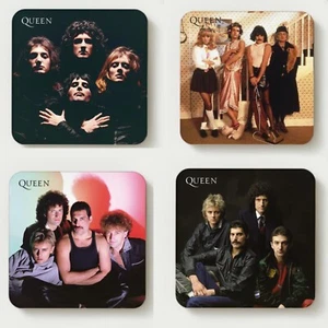 Queen Band 4 Coaster Pack Freddie Mercury Brian May Bohemian Rhapsody Music Rock - Picture 1 of 5