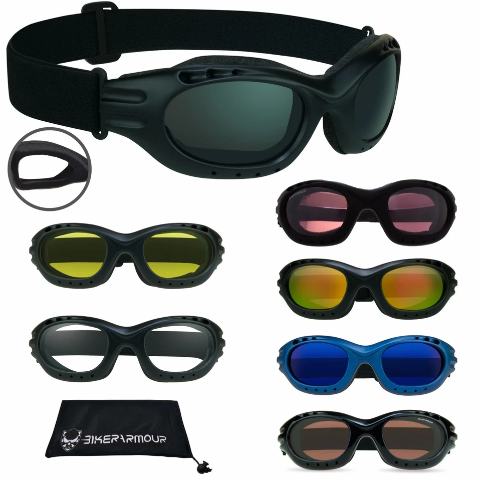 Motorcycle Goggles w/ Adjustable Strap Ski Snowboard Sky Diving Yellow Rose HD - Image 1 of 2