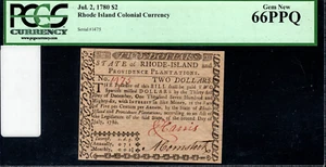 Rhode Island Colonial Note Fr#RI-283 July 2, 1780 $2 PCGS 66 PPQ *Exceptional* - Picture 1 of 4