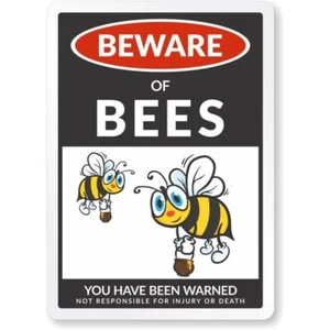 Vorsicht vor Bienen Aluminium wetterfest 8" x 12" Schild - Bild 1 von 1