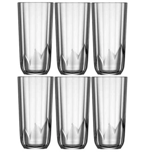 6Pc Drinking Glasses Tumbler Tall Beverage Set Clear Glassware Fancy Glass - Picture 1 of 6