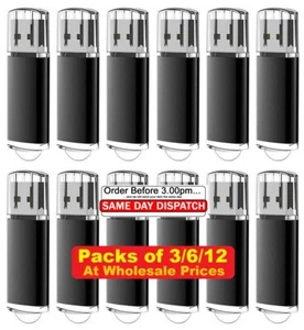 Bulk Wholesale USB Memory Stick Flash Pen Drive 3/6/12 Pack 1/2/4/8/16/32/64GB - Picture 1 of 14