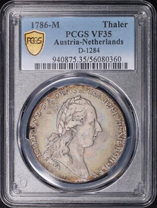 1786-M Österreich Niederlande Silber Kronenthaler D-1284 KM-32 PCGS SS-35 - getönt! - Bild 1 von 2