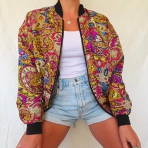ROBERT STOCK LIMITED BOHO MULTICOLOR SILK BOMBER JACKET VINTAGE SIZE MEDIUM - Bild 1 von 7