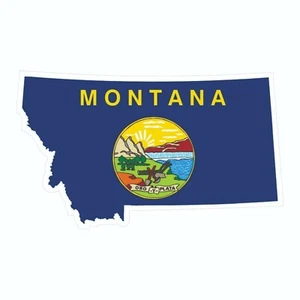 Mapa del estado de Montana con pegatina de bandera, calcomanía, pegatina de vacaciones - Imagen 1 de 2