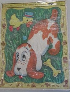 Vintage Fuzzy Wuzzy Preschool Frame Tray Puppy Puzzle 1967 By Whitman - Picture 1 of 4