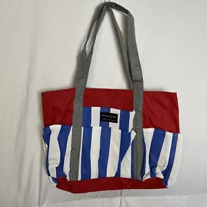 Borsa Beachtown Maglia Resistente Spiaggia, Barca, Piscina Borsa Tote Rossa Bianca Righe NUOVA - Foto 1 di 2