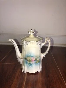 RS Prussia pitcher Water lilies Reinhold Schlegelmil Red Stamp Antique - Picture 1 of 15
