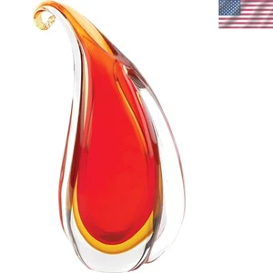 Red Curl Art Glass Vase 6.5x3x10.75 - Picture 1 of 2