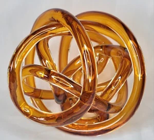 Hand Blown Art Glass Twisted Knotted Ombre Red - Orange Unique Decoration  - Picture 1 of 6