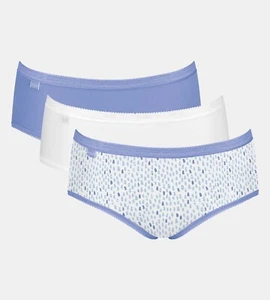 Sloggi Basic Midi Brief 3 Pack Cotton V012 Spring (Cornflower Blue, White, Print - Picture 1 of 1