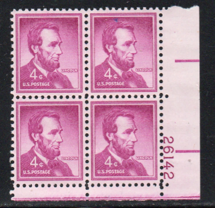 ALLY'S STAMPS US Plate Block Scott #1036 4c Abraham Lincoln [4] MNH [STK] - Image 1 of 1