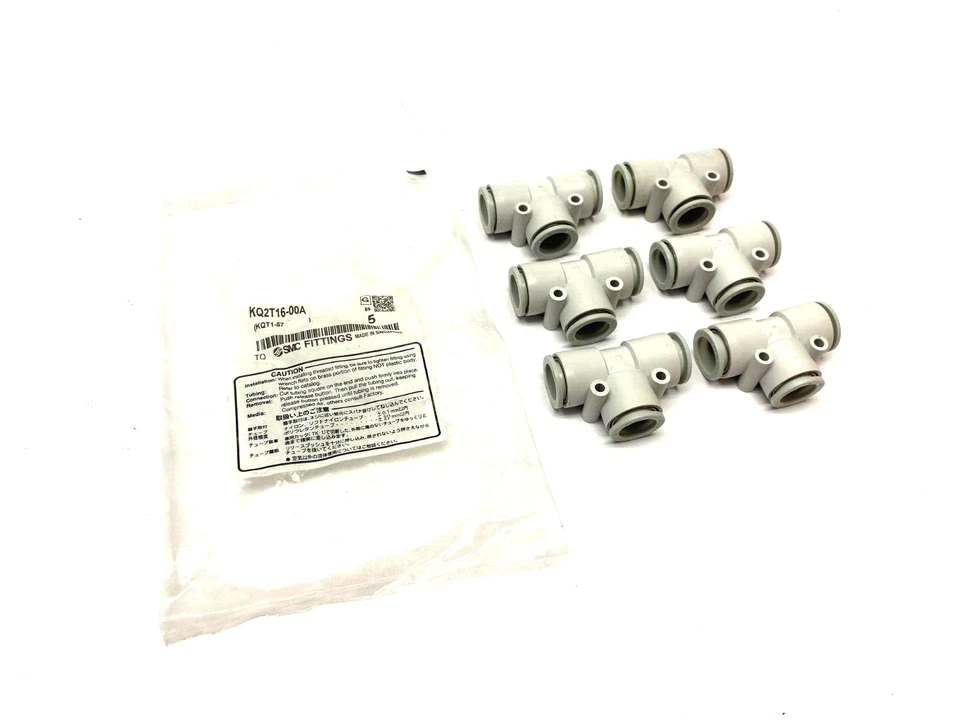 SMC KQ2T16-00A Push-to-Connect Union Tee Fitting 16mm Light Gray PKG OF 6 - Image 1 of 4