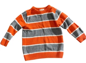 The Children’s Place Orange & Gray Striped Sweater Toddler 24 Months crew neck - Picture 1 of 4