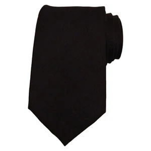 MIRACLE EXPRESSIONS Mens Classic Silk Tie 3.25 Black Solid Geometric Necktie - Picture 1 of 7